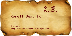 Korell Beatrix névjegykártya